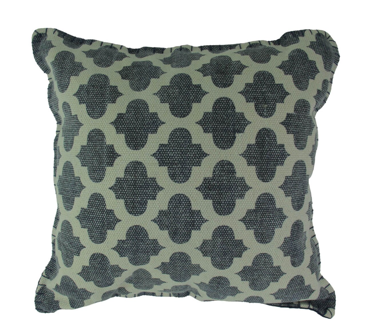 Denim Blue Moroccan Quatrefoil Design Cotton Dhurrie Pillow 20 Inch